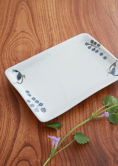 林 京子 長角皿（鳥文）｜九谷焼のうつわ｜和食器通販 じろや