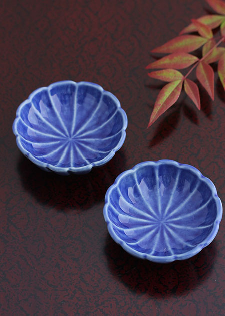 海野裕 菊花小付（ルリ）｜九谷焼のうつわ｜和食器通販 じろや