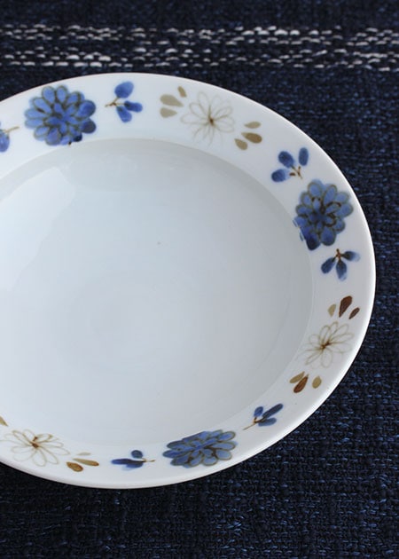 九谷青窯 六寸深皿（呉須鉄花集め）｜九谷焼のうつわ｜和食器