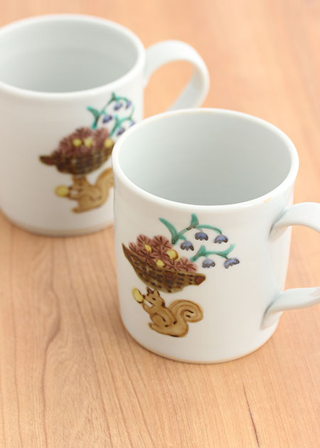 中町いずみ リスとキツネ マグカップ×2とクリーマー 工房あめつ