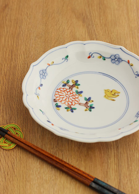 中町いずみ 大皿 中町いずみさん 大皿 中町いずみ 染付輪花吉祥皿（福）