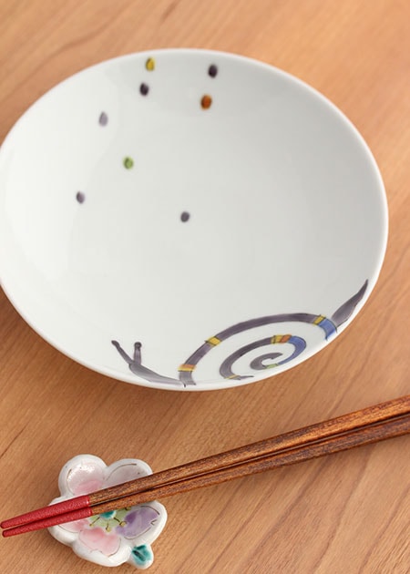 泰山窯五寸皿（丸紋花鳥）九谷焼 5枚セット