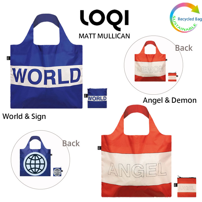 LOQI ローキー MATT MULLICAN Angel and Demon / World and Sign エンジェル＆デーモン / ワールド＆サイン エコバッグ