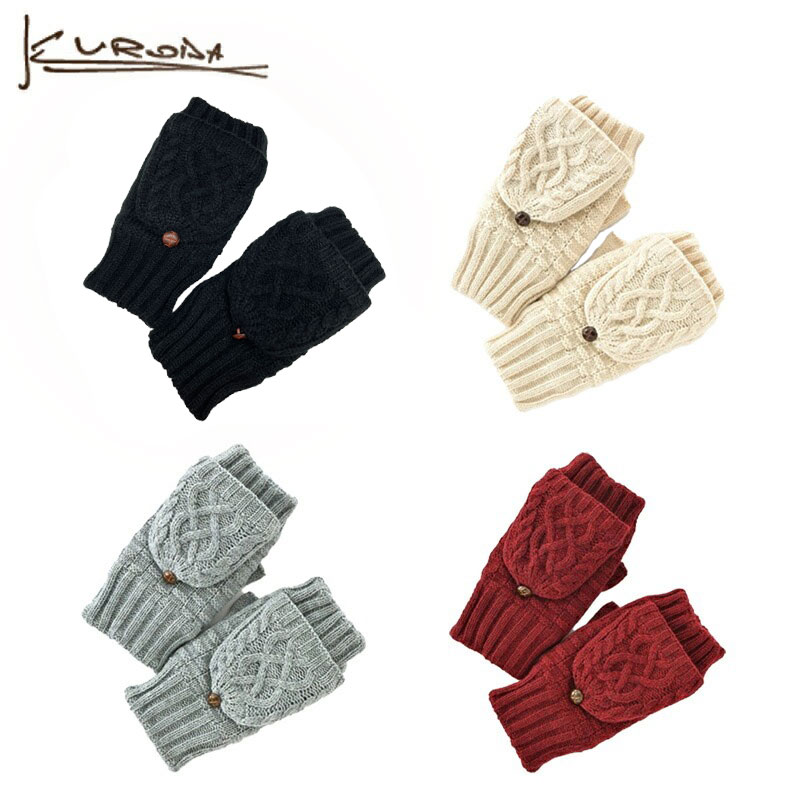 kuroda クロダ フード付きケーブルニットグローブ 手袋