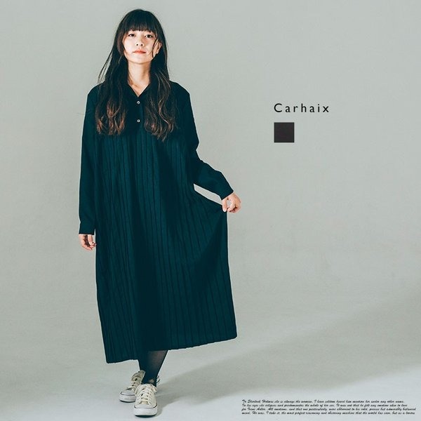 Carhaix キャレ C/P プリーツ マキシワンピース