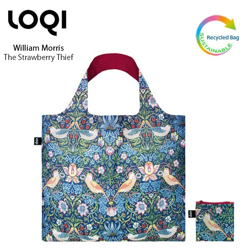 エコバッグ(ウィリアムモリス＊いちご泥棒 青色) LOQI ローキー ウィリアム モリス WILLIAM MORRIS The