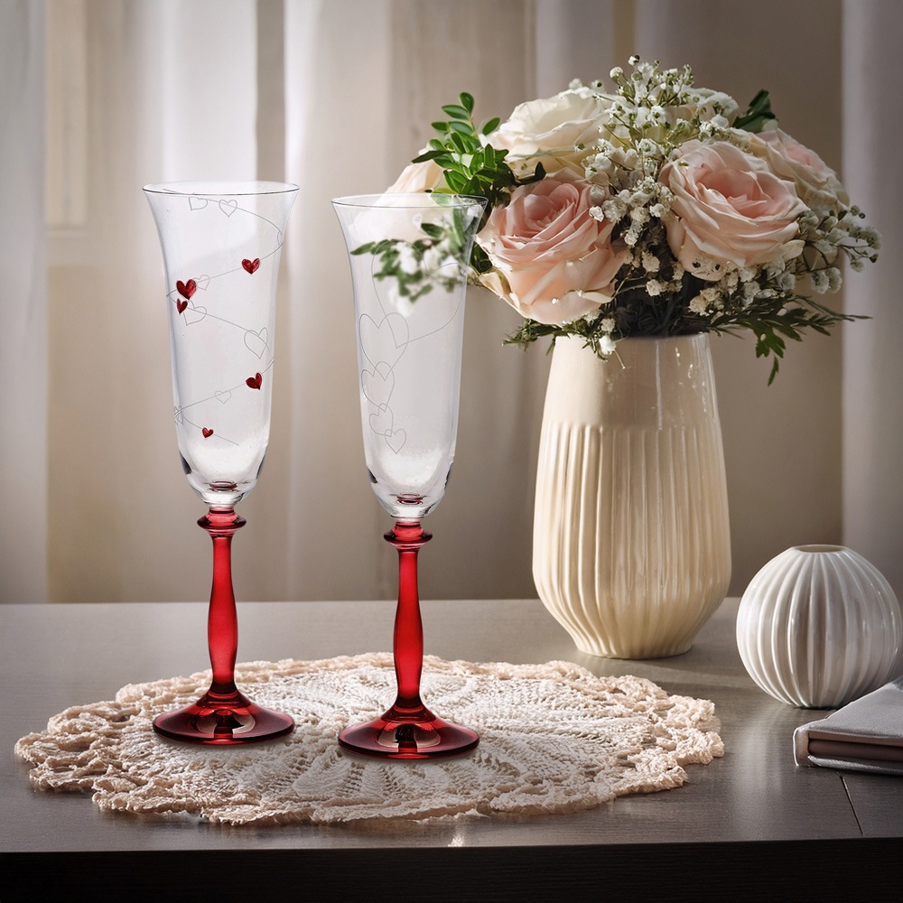 エルベクリスタル ラブポーション ペアシャンパングラス 40600/K0284/K0285/190/2P