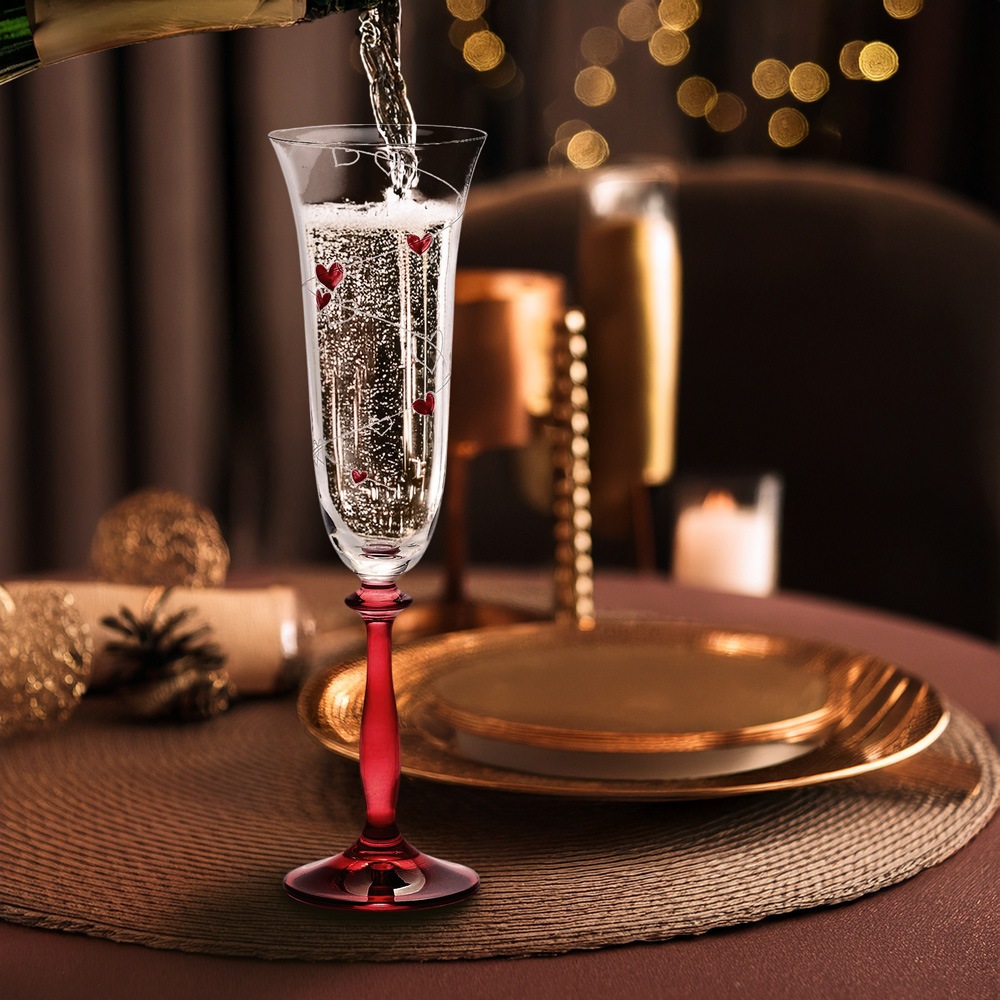 エルベクリスタル ラブポーション ペアシャンパングラス 40600/K0284/K0285/190/2P