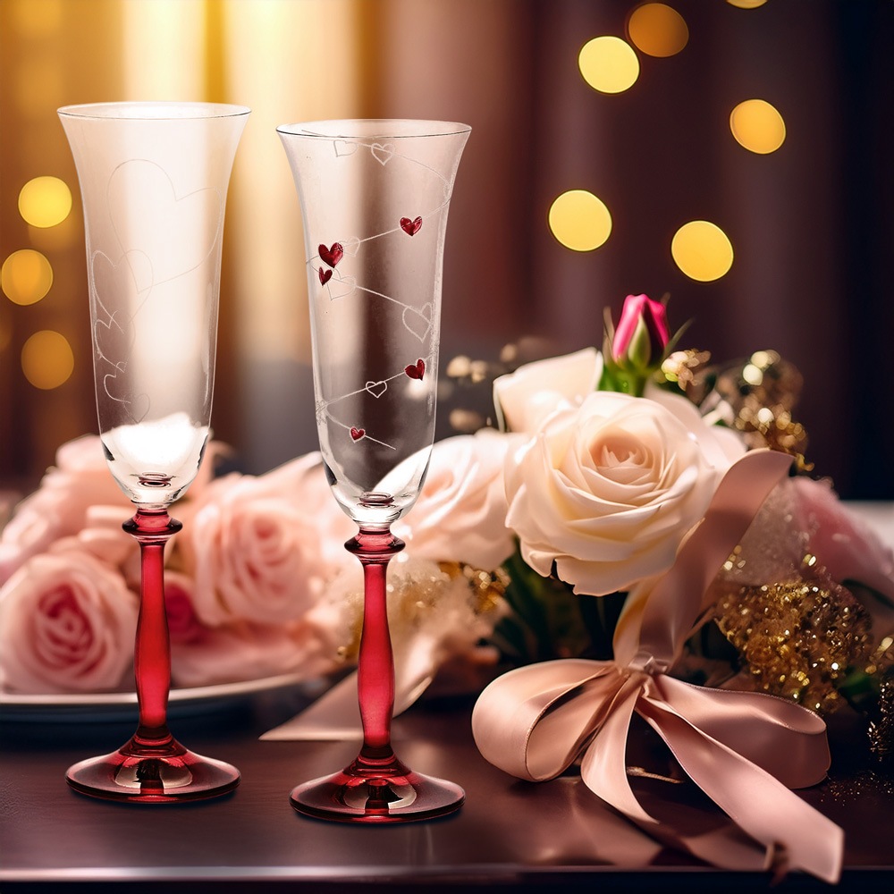 エルベクリスタル ラブポーション ペアシャンパングラス 40600/K0284/K0285/190/2P