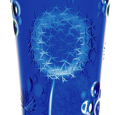 マイセンクリスタル 色被せ花瓶｢タンポポの綿毛｣ FL/1322/30B