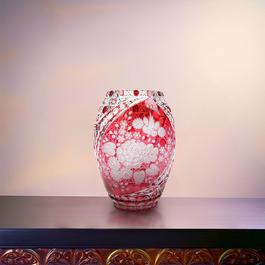 マイセンクリスタル ミスティックフラワー 色被せ花瓶 F2283/26R