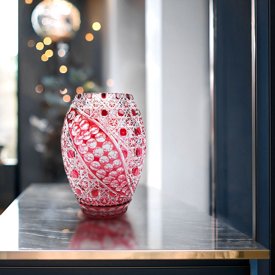 マイセンクリスタル ミスティックフラワー 色被せ花瓶 F2283/26R