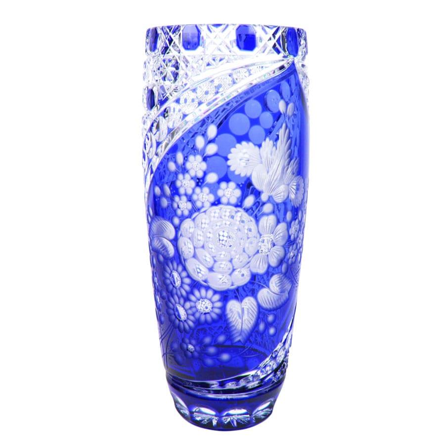 マイセンクリスタル ミスティックフラワー 色被せ花瓶 (ブルー) F504/28B