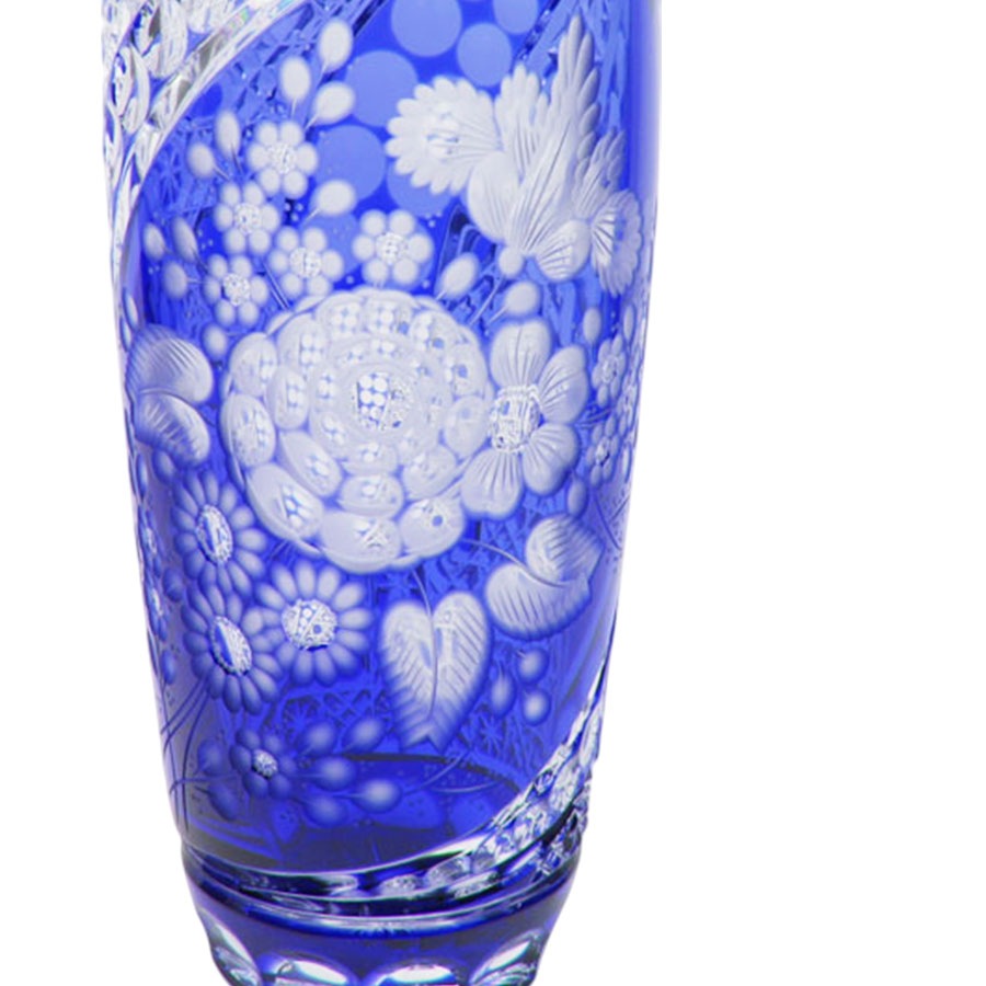 マイセンクリスタル ミスティックフラワー 色被せ花瓶 (ブルー) F504/28B