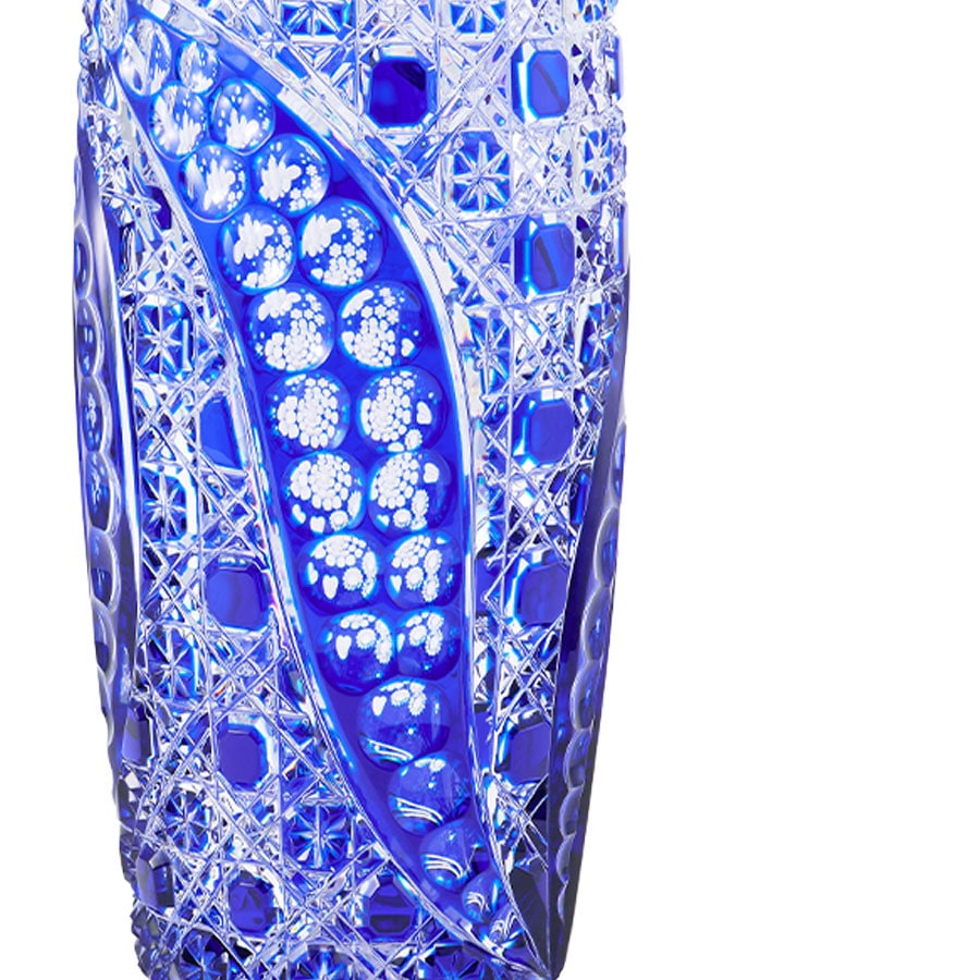 マイセンクリスタル ミスティックフラワー 色被せ花瓶 (ブルー) F504/28B