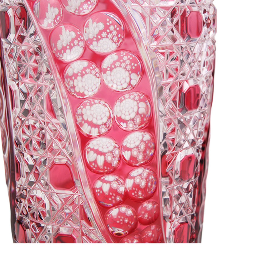 マイセンクリスタル ミスティックフラワー 色被せ花瓶 (レッド) F504/28R