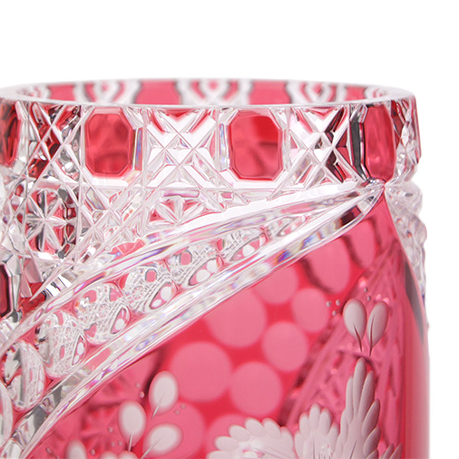 マイセンクリスタル ミスティックフラワー 色被せ花瓶 (レッド) F504/28R