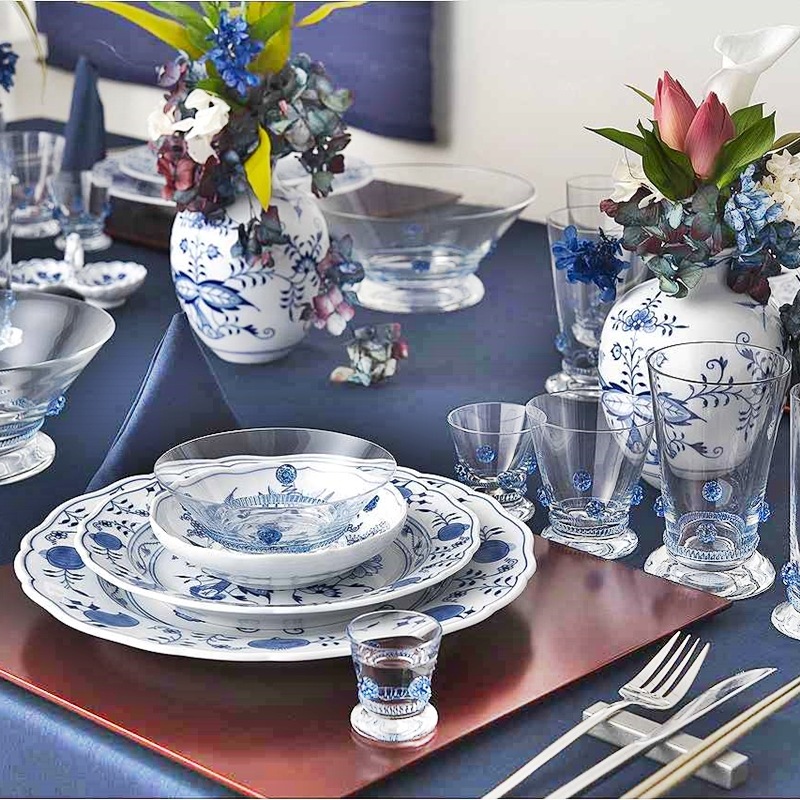 マイセン　バッカス ロゼット（ピンク&ブルー）　ペアシャンパンタンブラー　BAC/211710/801710P/2P