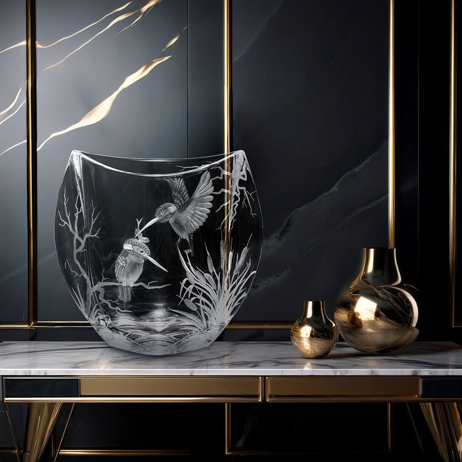 マイセンクリスタル 花瓶 「カワセミ」 EV/89399/18