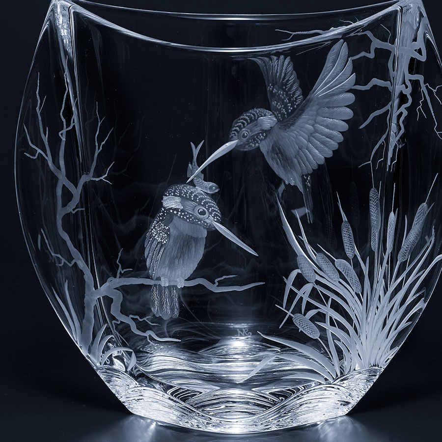 マイセンクリスタル 花瓶 「カワセミ」 EV/89399/18