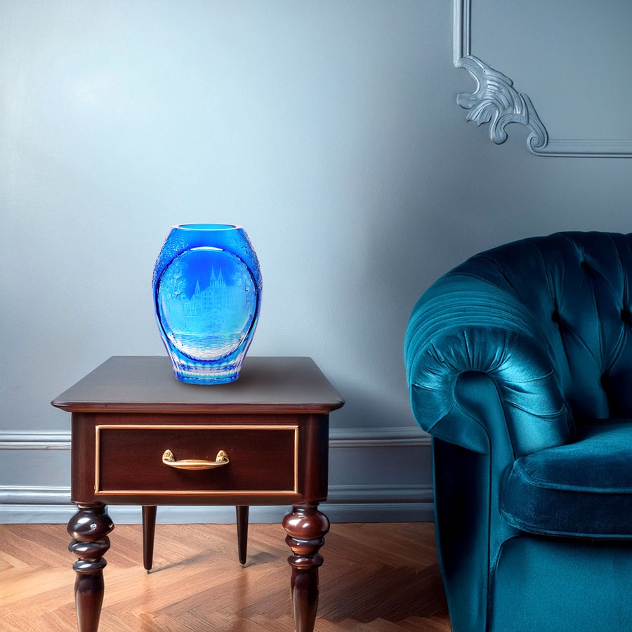 マイセンクリスタル 色被せ花瓶 「アルブレヒト城」 ALB/2283/26LB