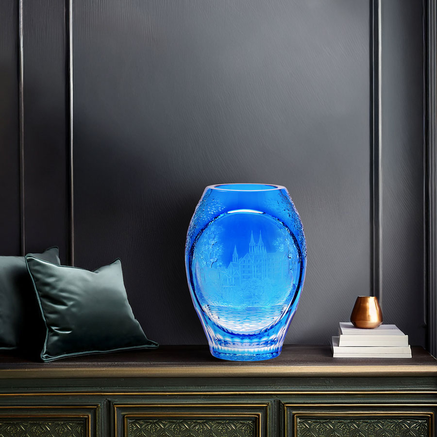 マイセンクリスタル 色被せ花瓶 「アルブレヒト城」 ALB/2283/26LB