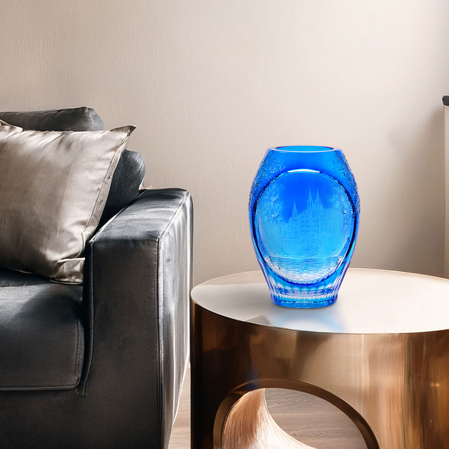 マイセンクリスタル 色被せ花瓶 「アルブレヒト城」 ALB/2283/26LB