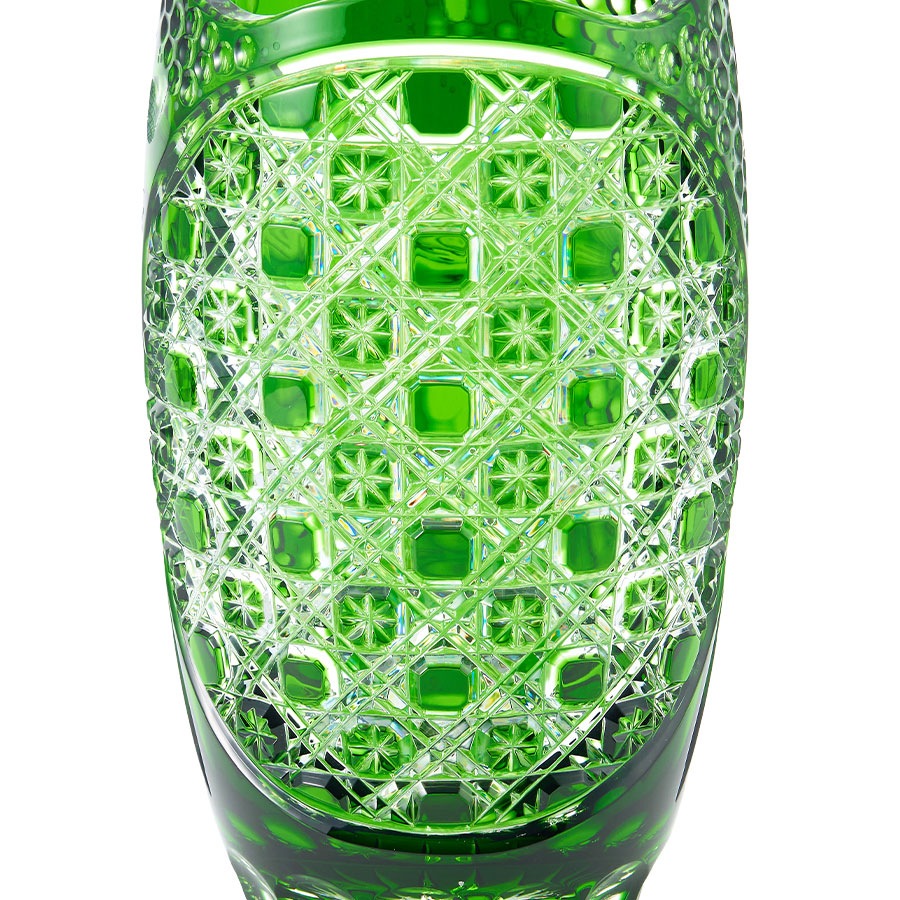 マイセンクリスタル 色被せ花瓶 「フラワー」 (グリーン) FL/2/26G