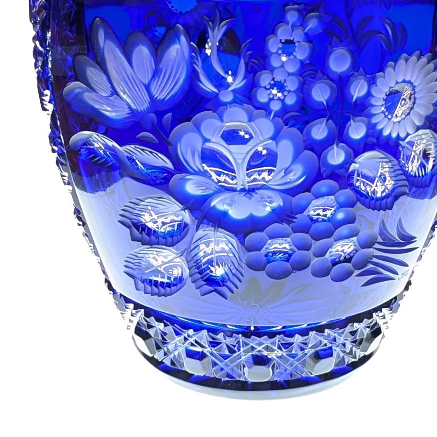 マイセンクリスタル 色被せ花瓶 「マイセンフラワー」 (ブルー) MFW/2283/26B