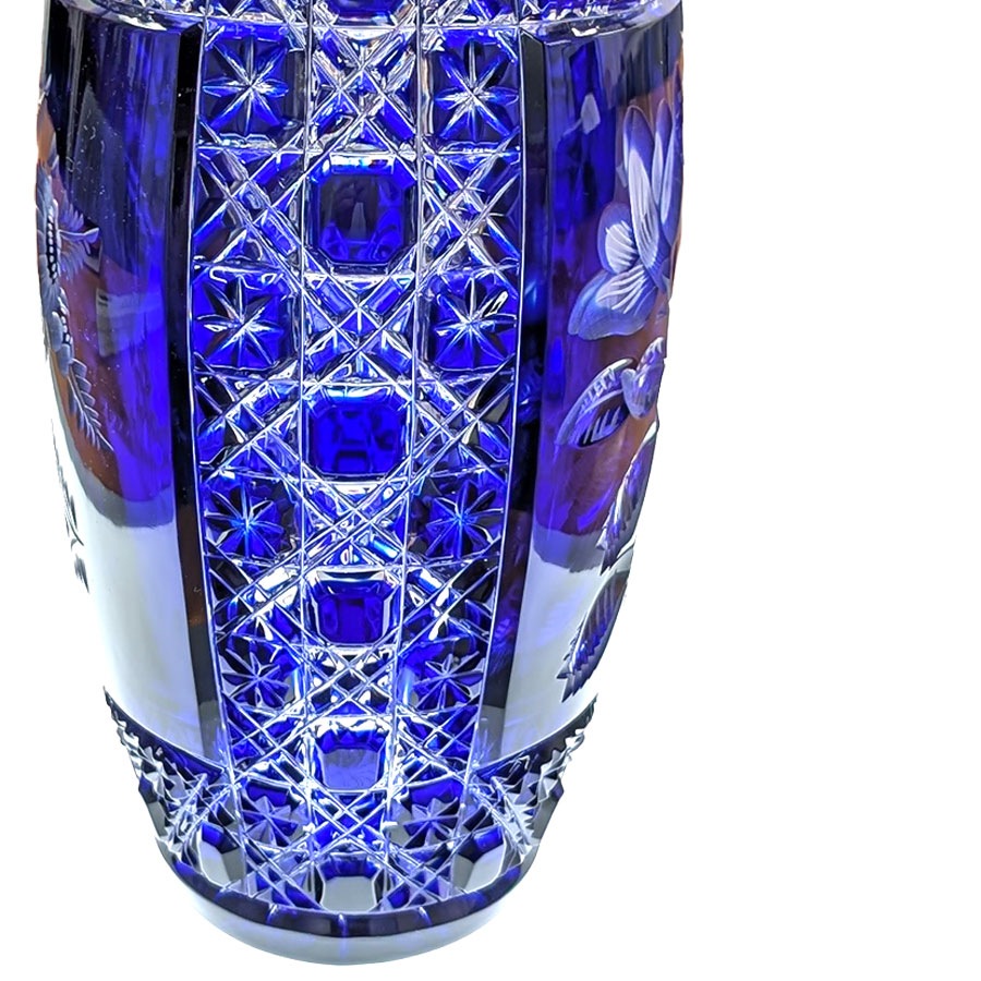 マイセンクリスタル 色被せ花瓶 「マイセンフラワー」 (ブルー) MFW/2283/26B
