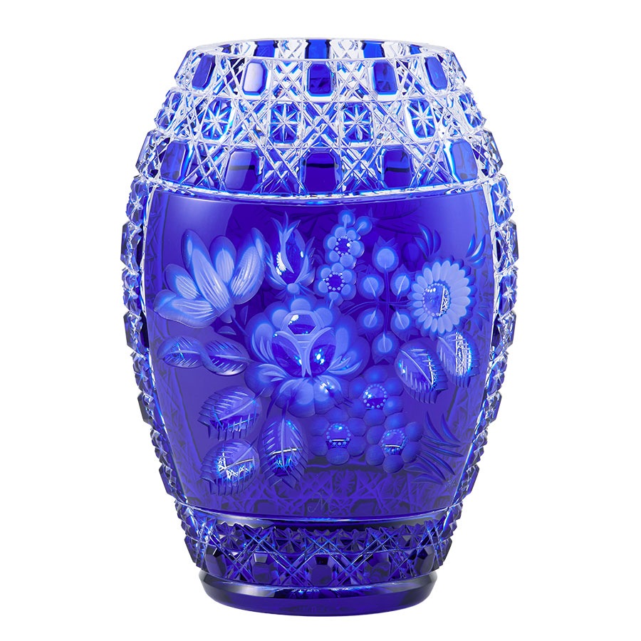 マイセンクリスタル 色被せ花瓶 「マイセンフラワー」 (ブルー) MFW/2283/26B