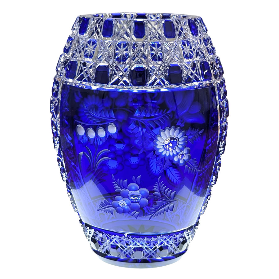 マイセンクリスタル 色被せ花瓶 「マイセンフラワー」 (ブルー) MFW/2283/26B