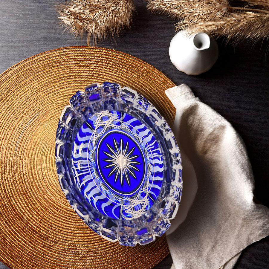 マイセンクリスタル 色被せ花瓶 「マイセンフラワー」 (ブルー) MFW/2283/26B