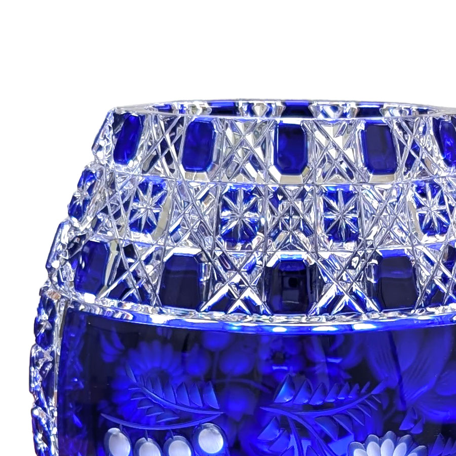 マイセンクリスタル 色被せ花瓶 「マイセンフラワー」 (ブルー) MFW/2283/26B
