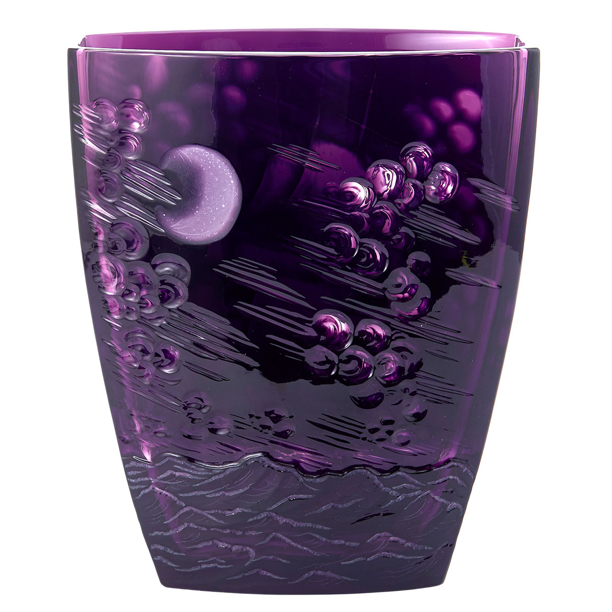 マイセンクリスタル　色被せ花瓶 「帆船」　SS/81038/25L