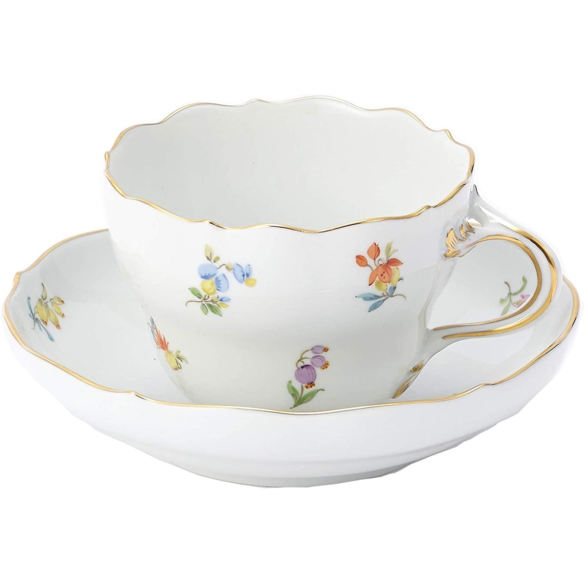 マイセン あかう 金彩 ピンクの小花の散らし文 ビーダーマイヤー調  