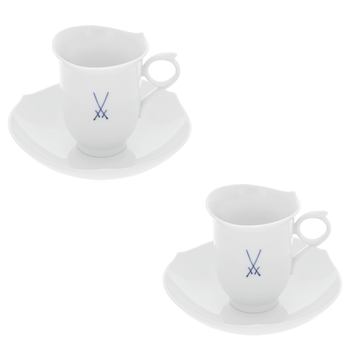 Meissen マイセン ホワイトレリーフ ブルーライン 双剣 ペア 300周年 MEISSEN - 未使用 MEISSEN マイセン ホワイトマイセン（VIP）双剣
