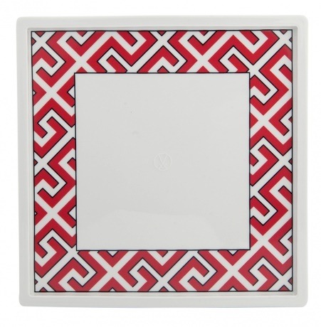 マイセン コスモポリタン ロイヤルパレス 角プレート21cm (レッド