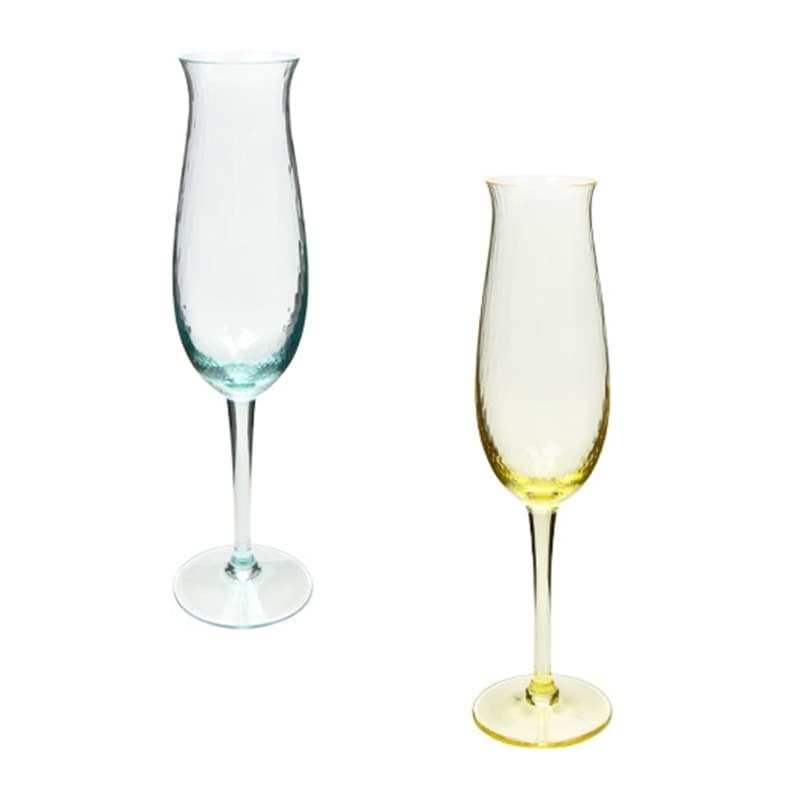 マイセングラス 波の戯れ ペア シャンパングラス グリーン/イエロー