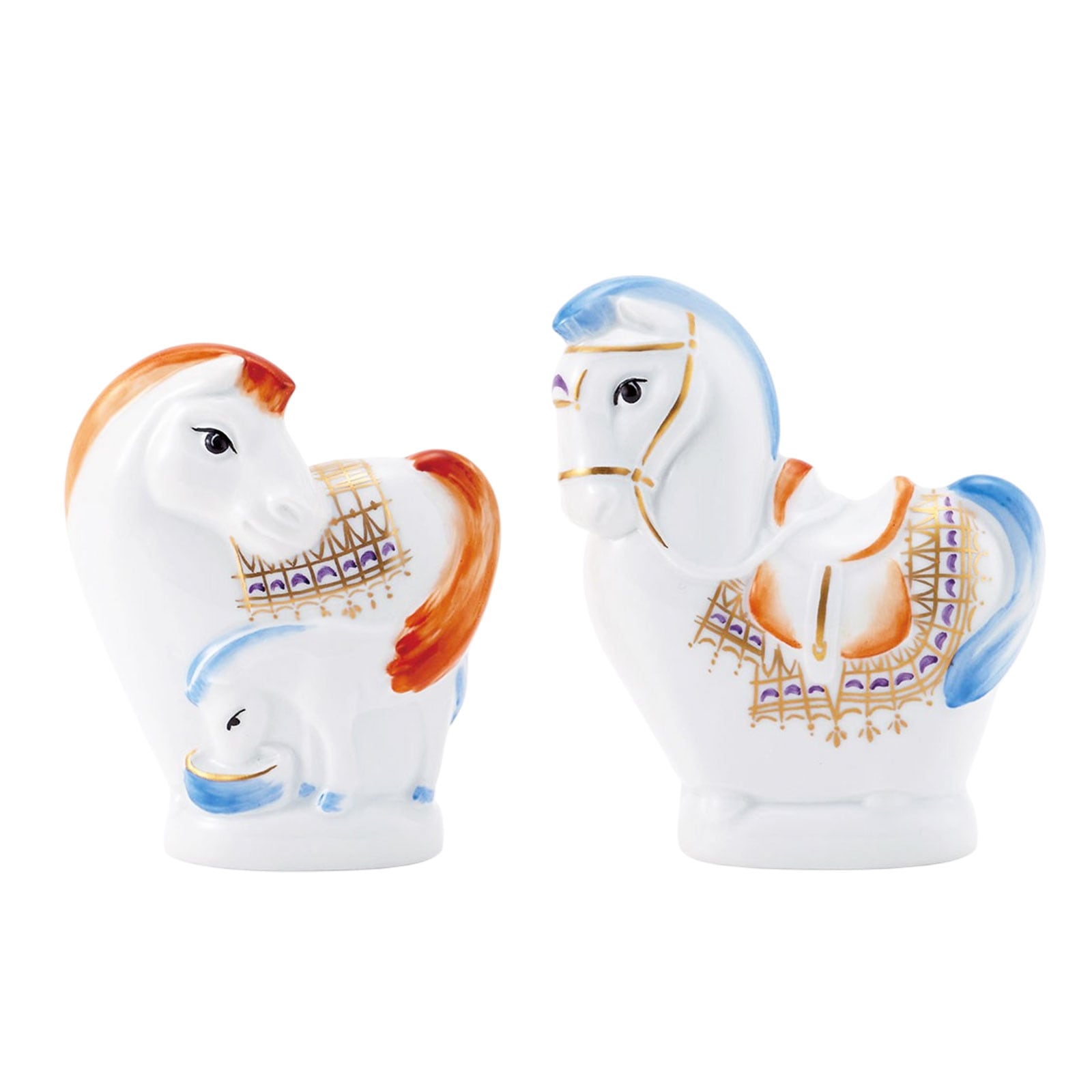Meissen マイセン ミニ干支 ウマ 紫 マイセン ミニ干支人形 午 (ウマ) 2体セット 83649/83650/900300