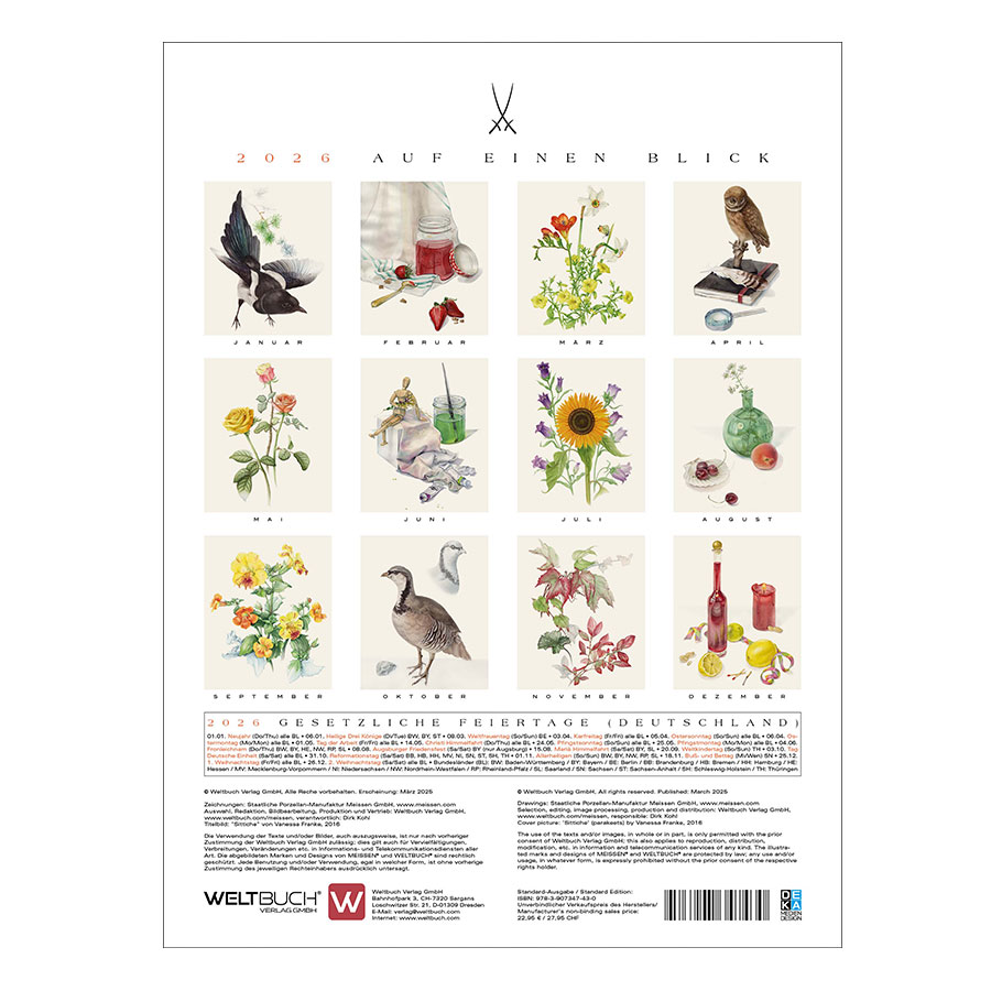 国立マイセン磁器製作所養成学校のカレンダー 2026年 CALENDER/2026