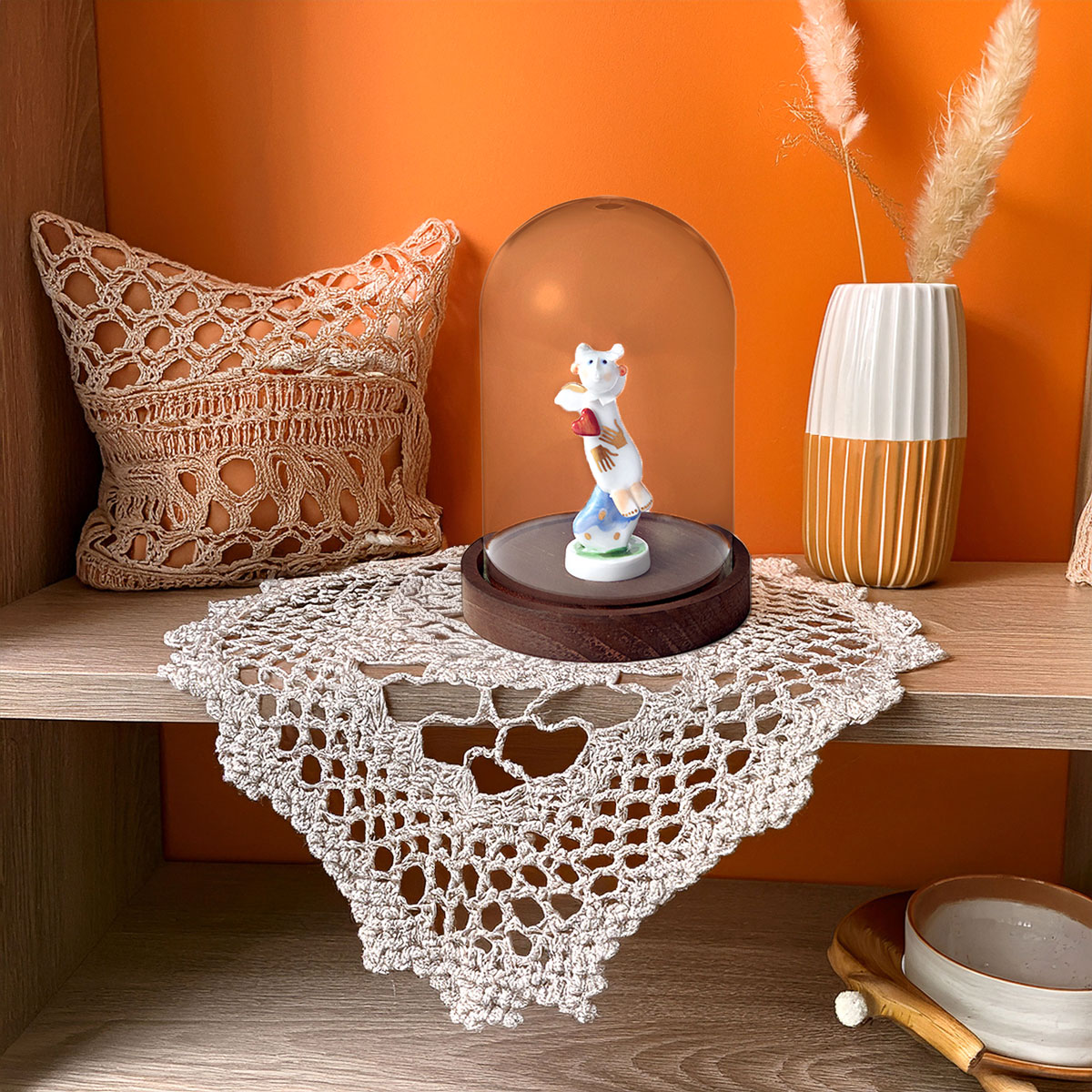 マイセン 「エンジェル＆ハート」 ～幸せを運ぶ天使～ (ガラスドーム付