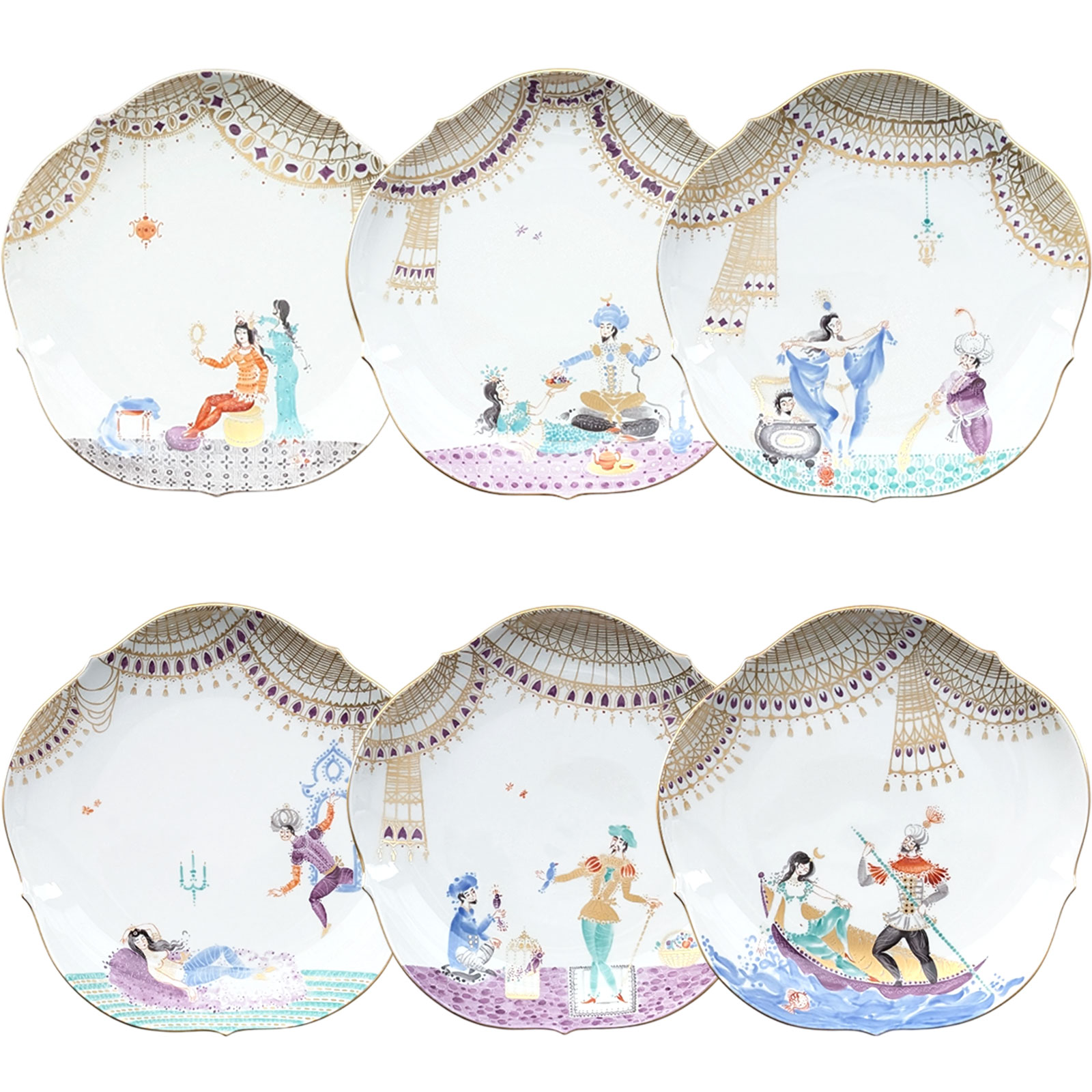 マイセン 「アラビアンナイト」 ケーキ皿 (柄No.1～6) 18.5cm 680710