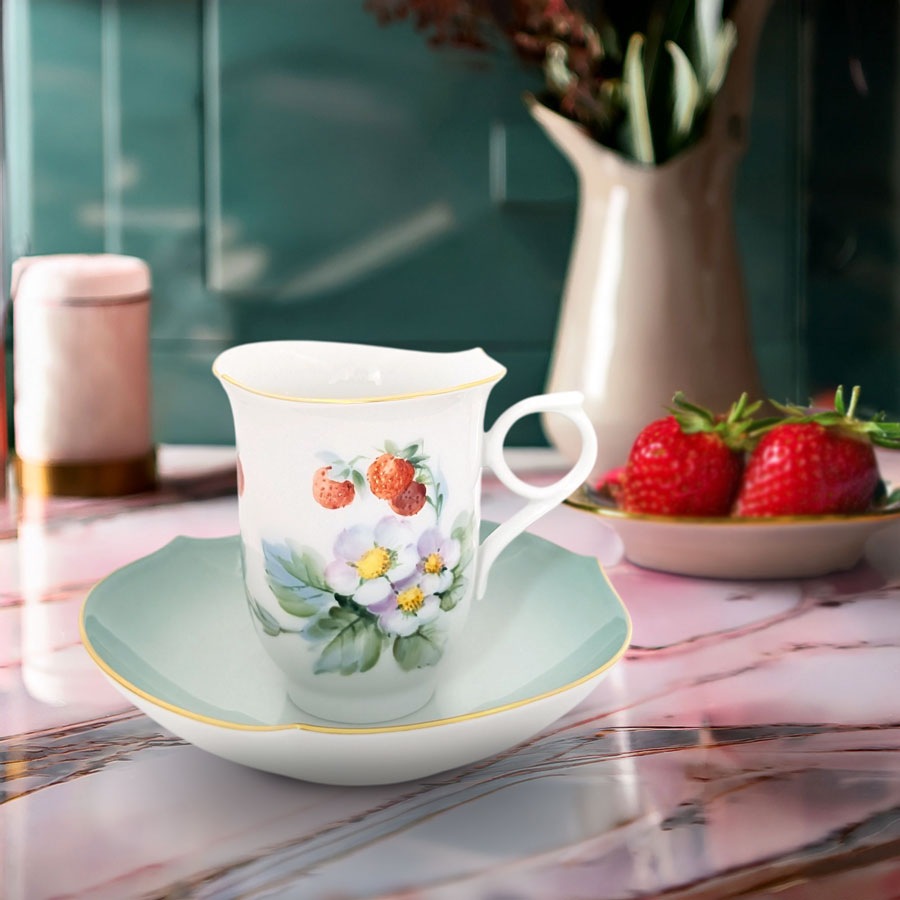 マイセン 苺の花（グリーン) コーヒーカップ＆ソーサー 245190/997610