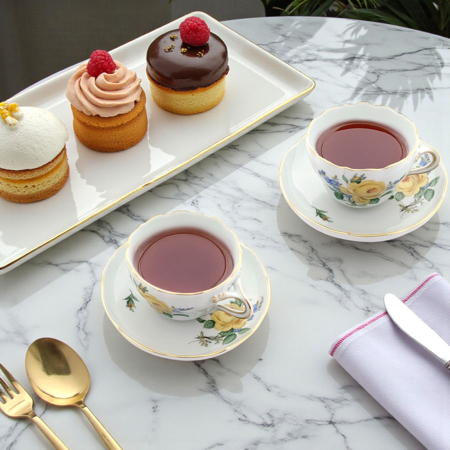 マイセン 「黄色いバラと忘れな草」ティーカップ＆ソーサー 020910