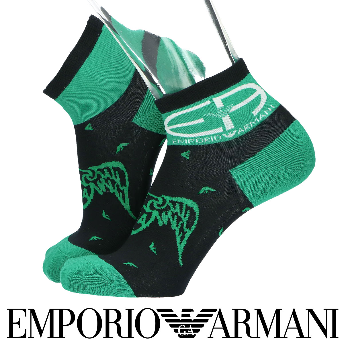 Emporio Armani エンポリオ アルマーニ 日本製 40周年ロゴ イーグルboss ショート丈 メンズ カジュアル 靴下 男性 紳士 プレゼント ギフト ゆうパケット 4点まで
