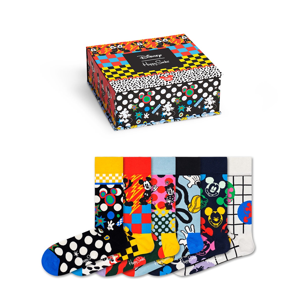 Limited Happy Socks ハッピーソックス Disney ディズニー Gift Box 6足組 ギフトセット クルー丈 ソックス 靴下 レディース 女性 婦人 プレゼント 贈答 ギフト ゆうパケットお取り扱い不可