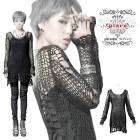 glareshop グレアショップ「F」TX191-B■ゴスロリ ゴシック パンク ダメージ加工 シースルー 長袖 セーター ニット 黒 レディース | ヴィジュアル系 V系 モード系 コスプレ ステ