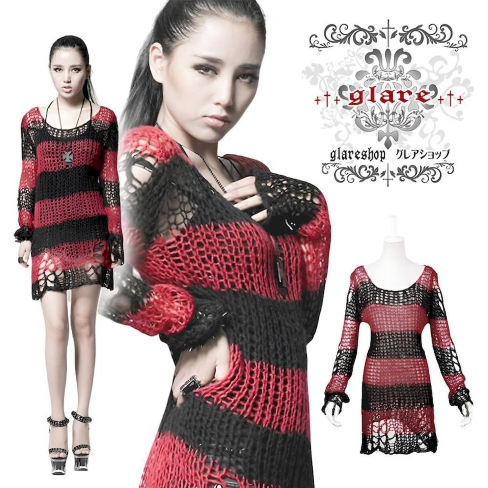 glareshop 쥢åסFTX191-R å ѥ ᡼ù ܡ Ĺµ  ˥å  ǥ | 奢 V ⡼ɷ ץ ơ   [PUNK RAVE] Long Sleeves Breezy Outfit Gothic Sweater