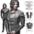 glareshop グレアショップ「M.S-M.5XL」TX368-B■ゴシックパンク アーマーウォリアー 鎧形 レザー サイバーパンク ベスト トップス 黒 メンズ | スチームパンク ヴィジュアル